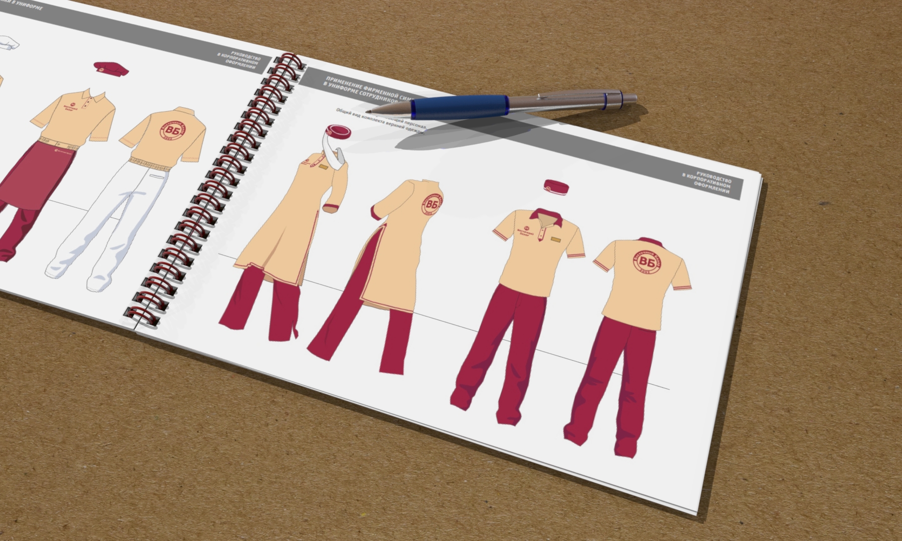 Визуализация страницы бренд-бука с формой работников ресторана для Восточного Базара