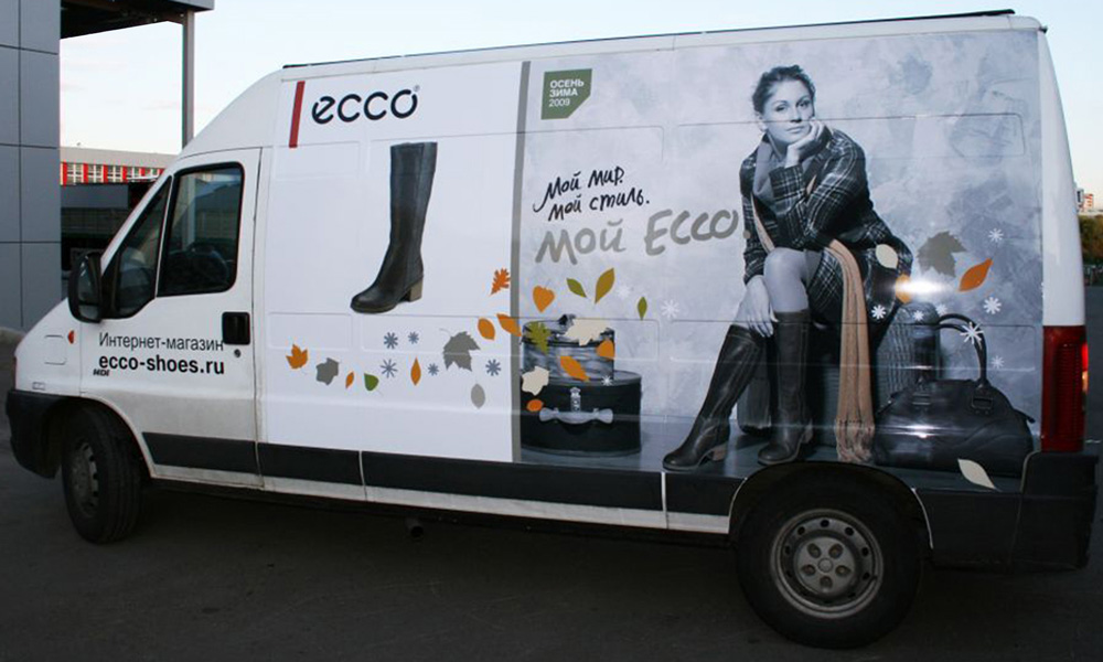 Рекламное оформление транспорта для бренда обуви ECCO