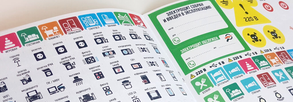 Набор стикеров для маркировки автоматических выключателей в распределительном щите в квартире
